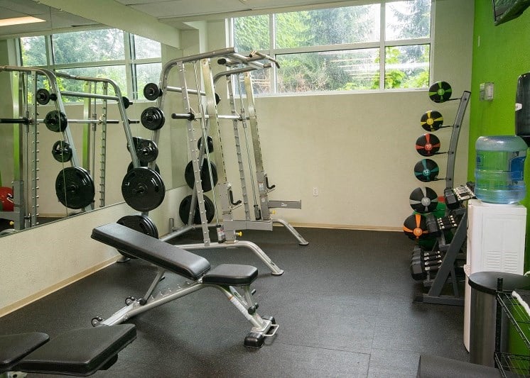 24-Hour Fitness Center With Free Weights at Studio One Apartments, Detroit